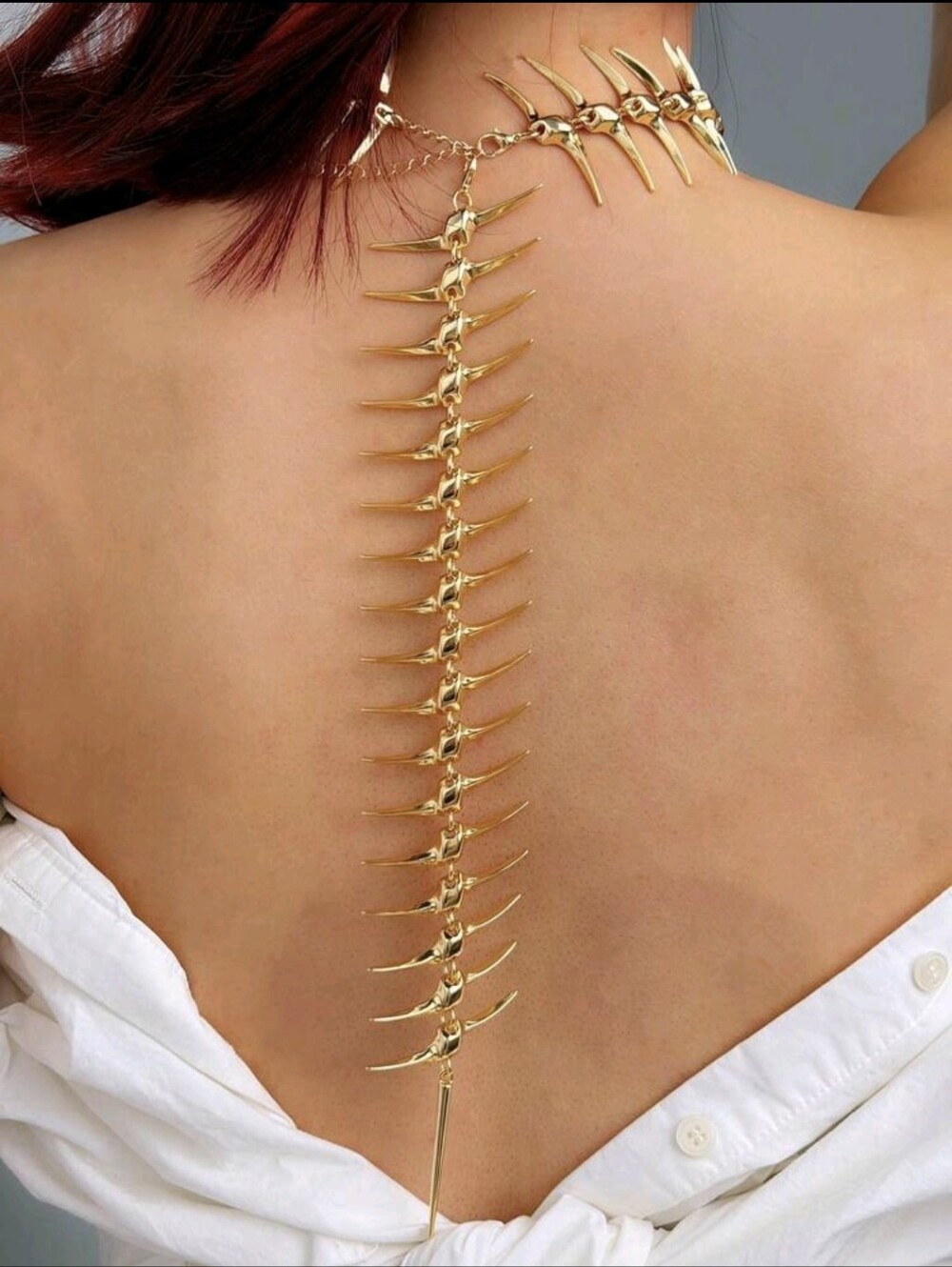 Gold Spine-Back Statement Necklace - Picture 8 of 8